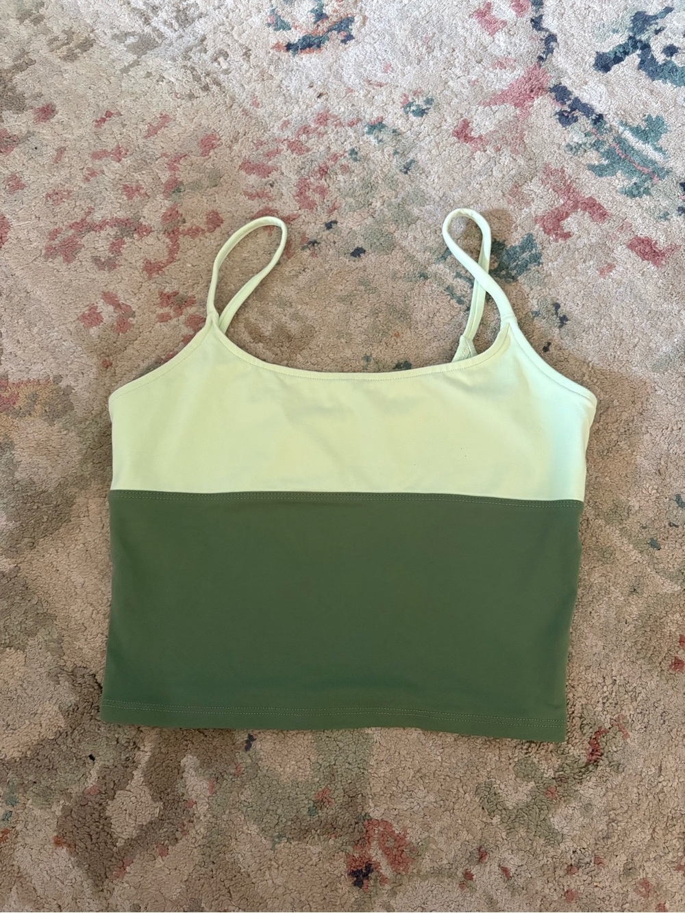 J. Crew Olive and Light Green Colorblock tank top